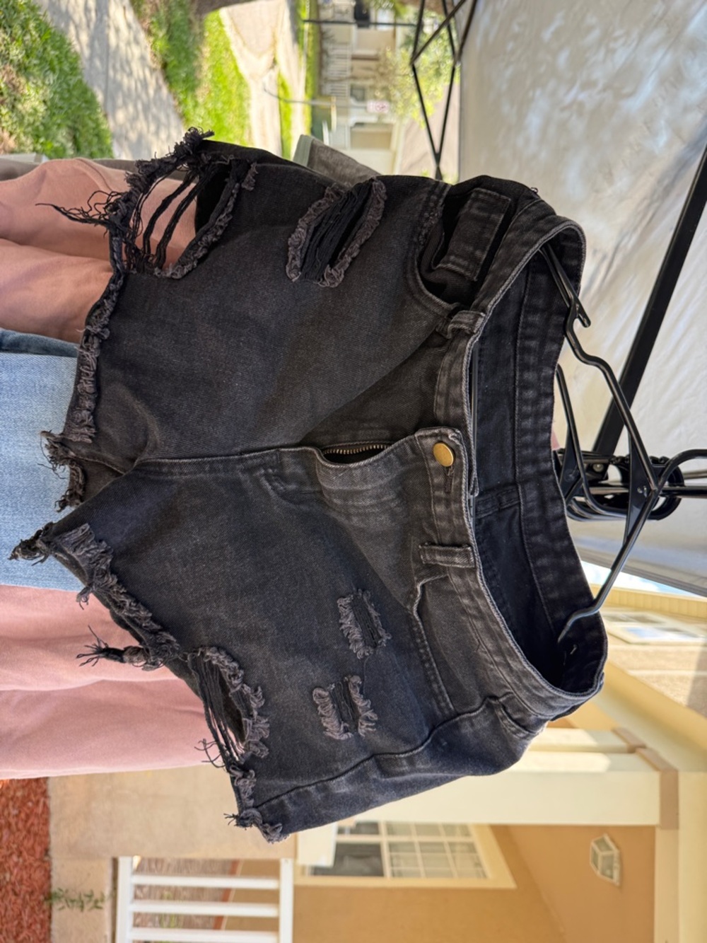 Black Distressed Denim Cutoff Shorts